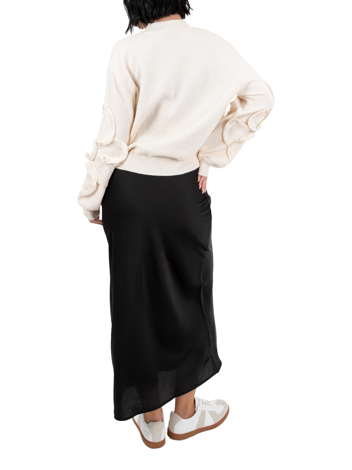 Product image 2 of 8, which shows Lovedrobe High Neck Squiggle Applique Jumper, Cream, 8-10