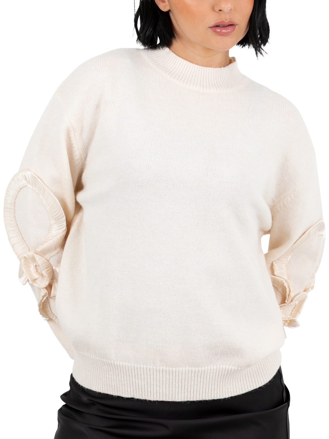 Product image 3 of 8, which shows Lovedrobe High Neck Squiggle Applique Jumper, Cream, 8-10