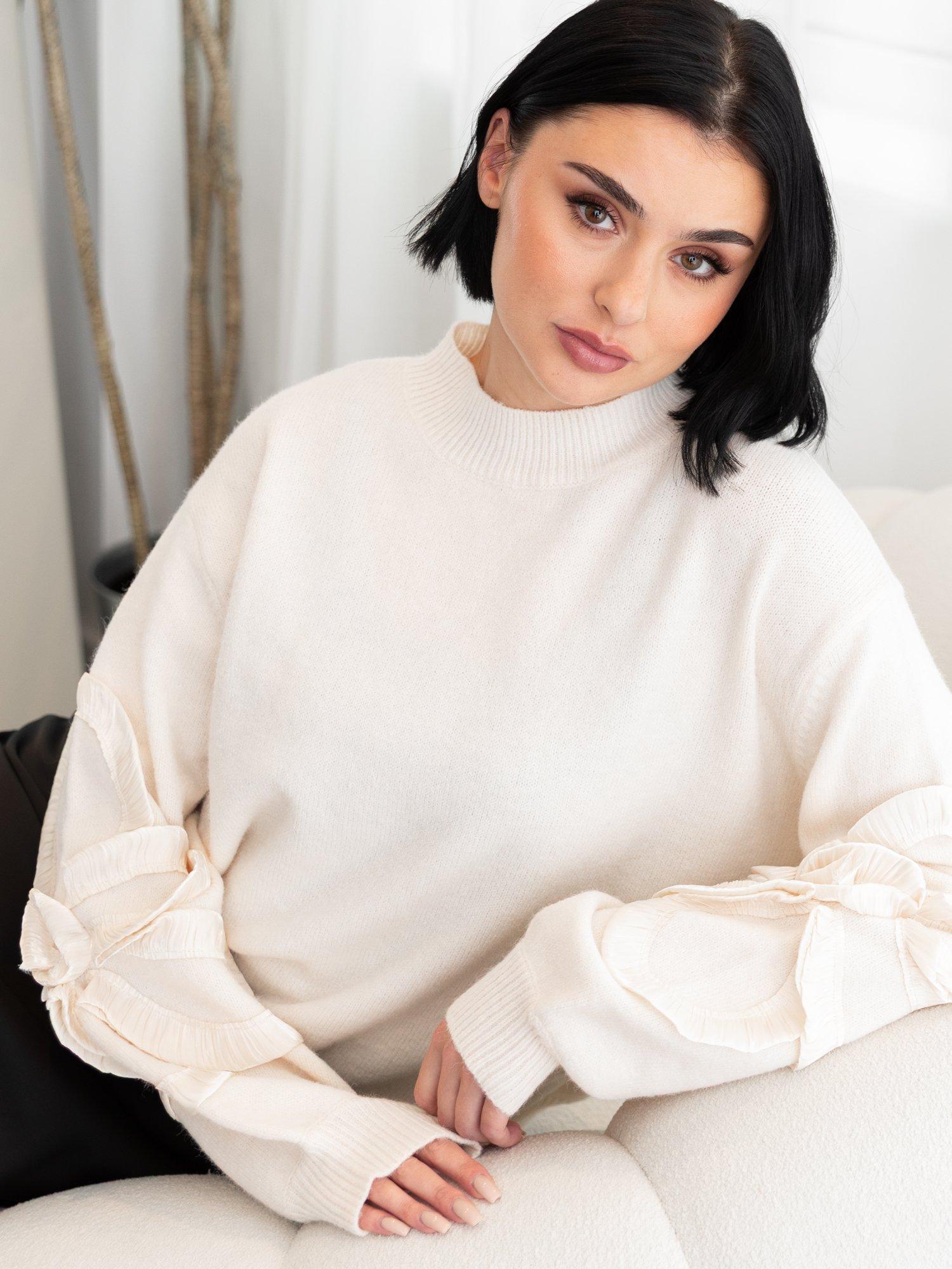 Product image 7 of 8, which shows Lovedrobe High Neck Squiggle Applique Jumper, Cream, 8-10