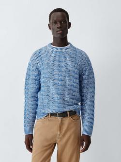 John Lewis Links Knit Crew Neck Jumper, Delft Blue, Delft Blue