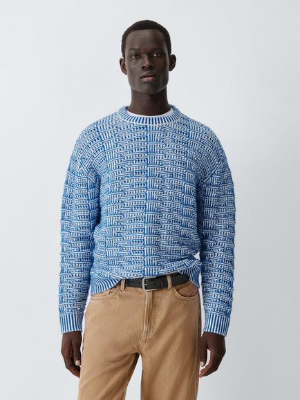 John Lewis Links Knit Crew Neck Jumper, Delft Blue, Delft Blue