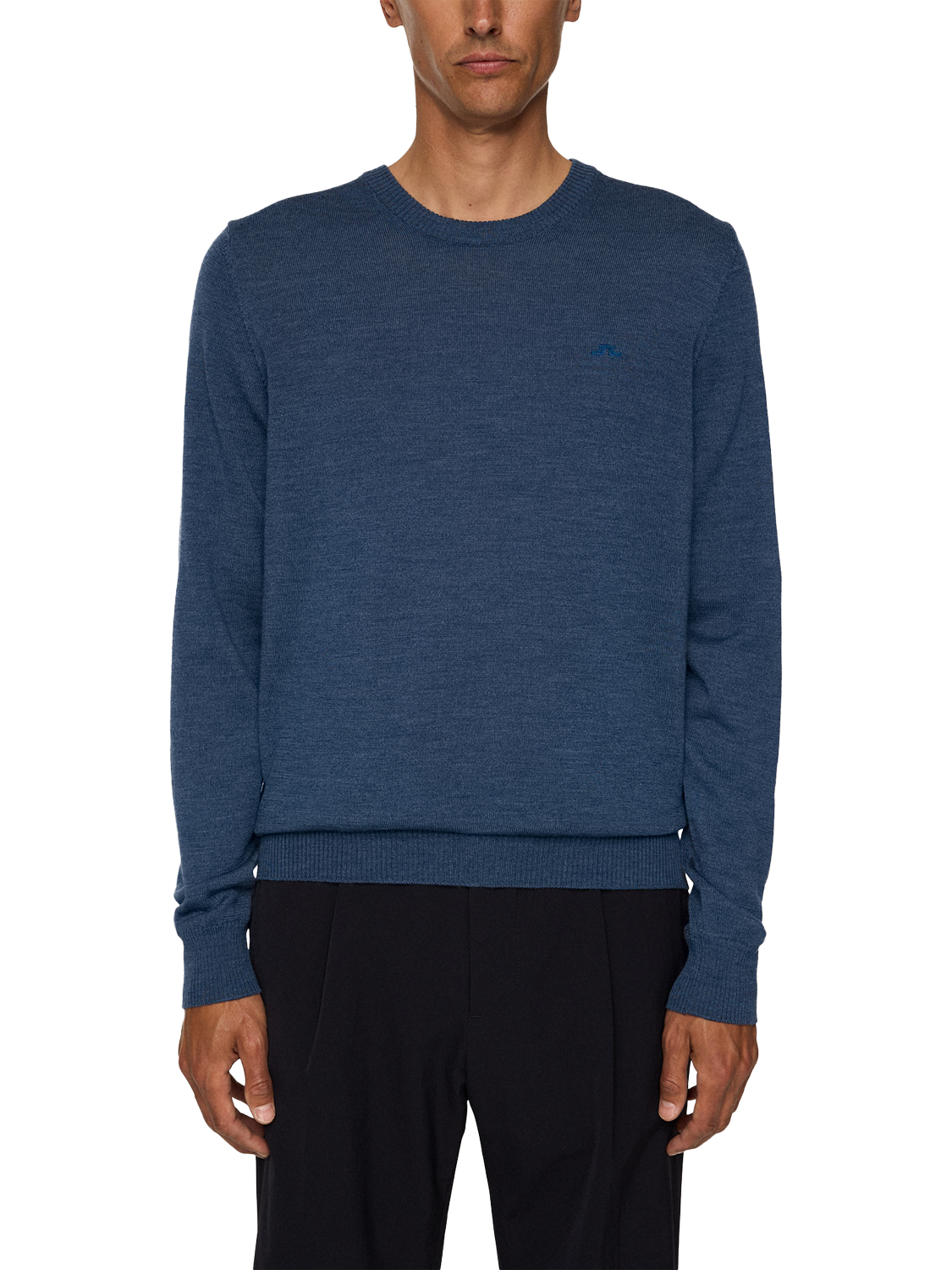 Product image 1 of 5, which shows J.Lindeberg Keane Wool Crew Neck Jumper, Indigo Melange, XXL