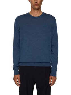 J.Lindeberg Keane Wool Crew Neck Jumper, Indigo Melange, Indigo Melange
