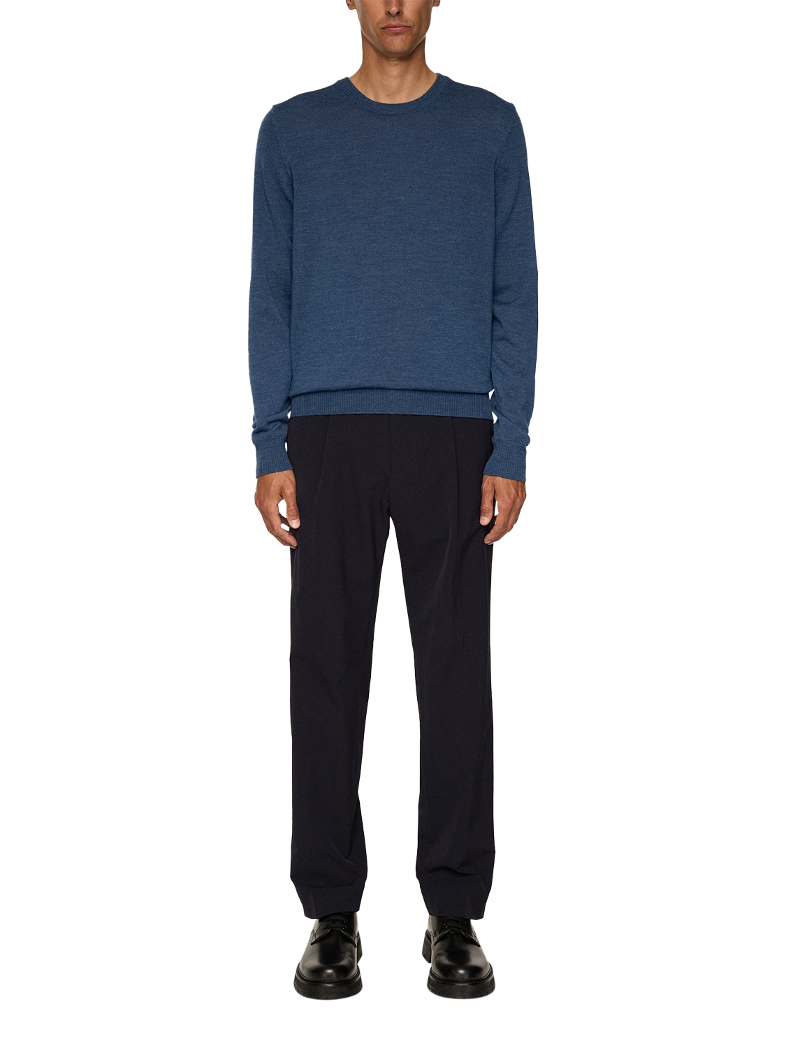 Product image 3 of 5, which shows J.Lindeberg Keane Wool Crew Neck Jumper, Indigo Melange, XXL
