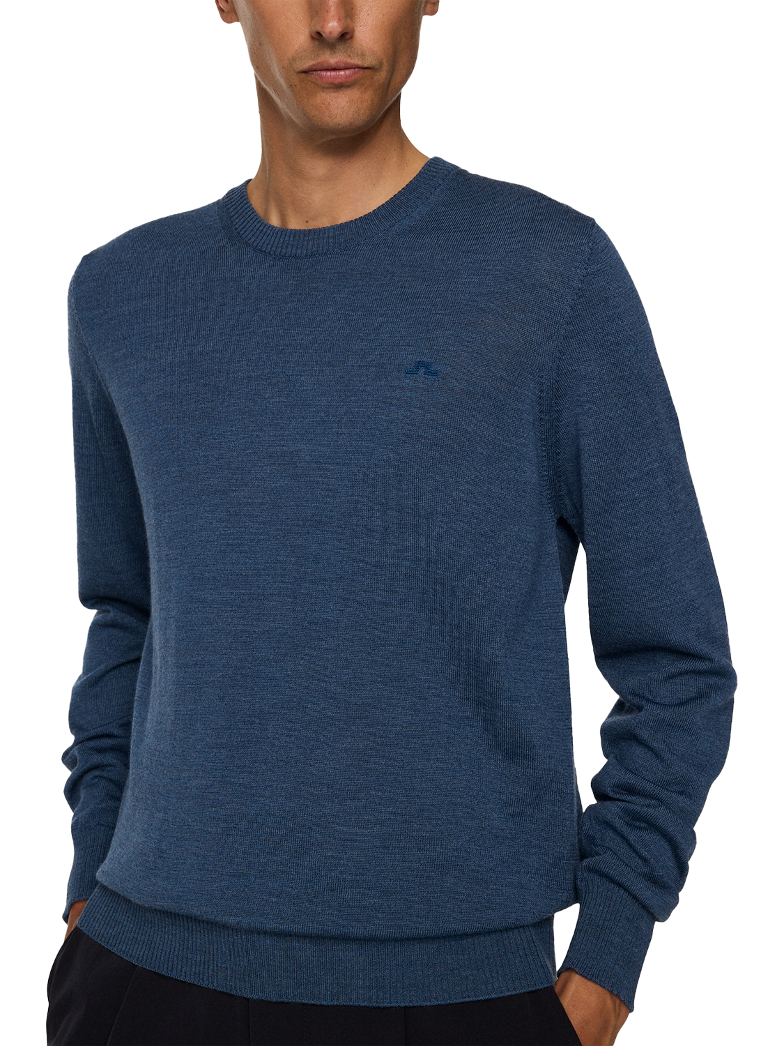 Product image 4 of 5, which shows J.Lindeberg Keane Wool Crew Neck Jumper, Indigo Melange, XXL
