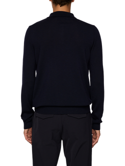 J.Lindeberg Kai Merino Wool Regular Fit Long Sleeve Polo Shirt, Navy - view 2, Navy