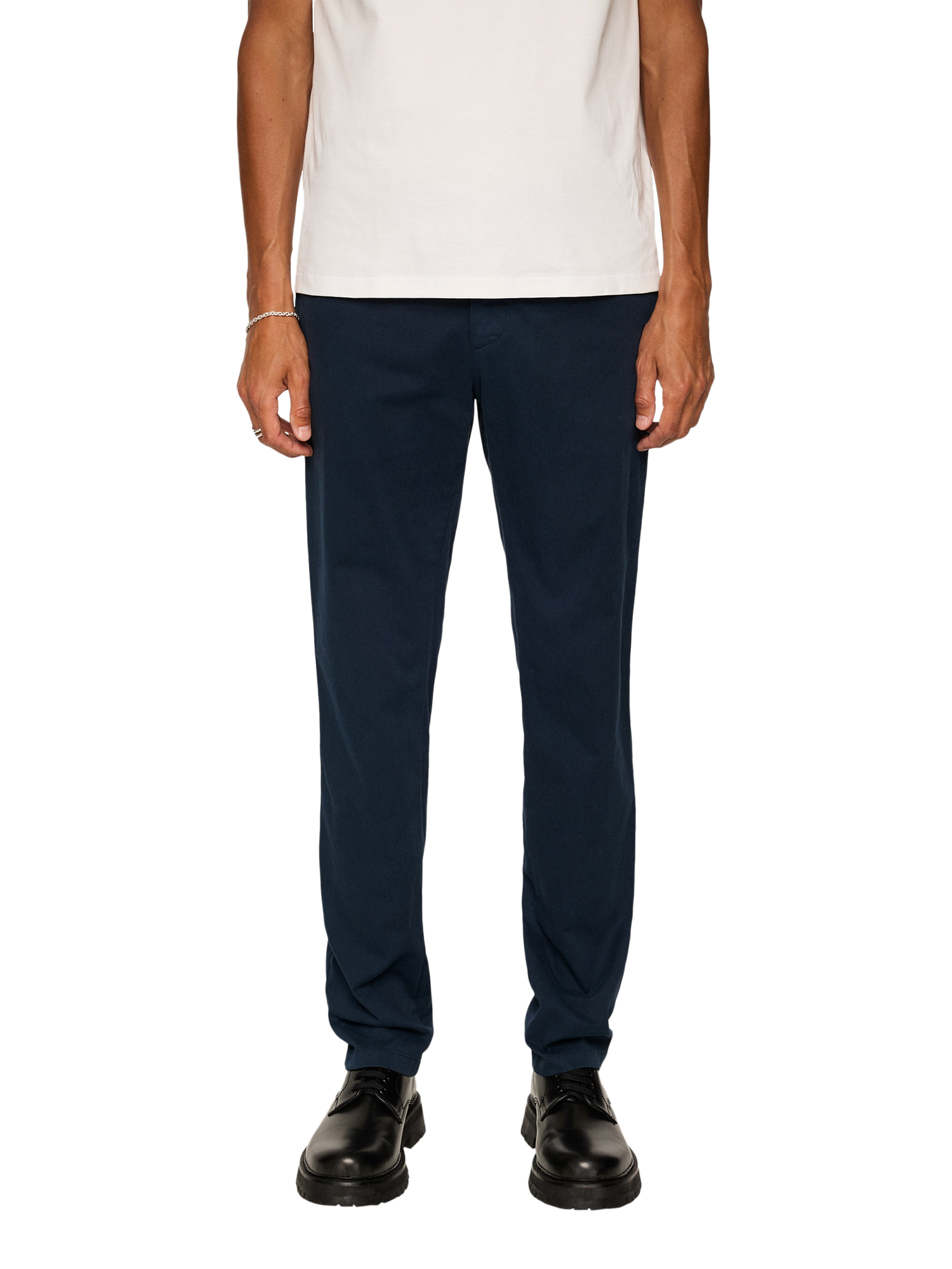 Product image 1 of 5, which shows J.Lindeberg Ched Cotton Stretch Trousers, Navy, 30R