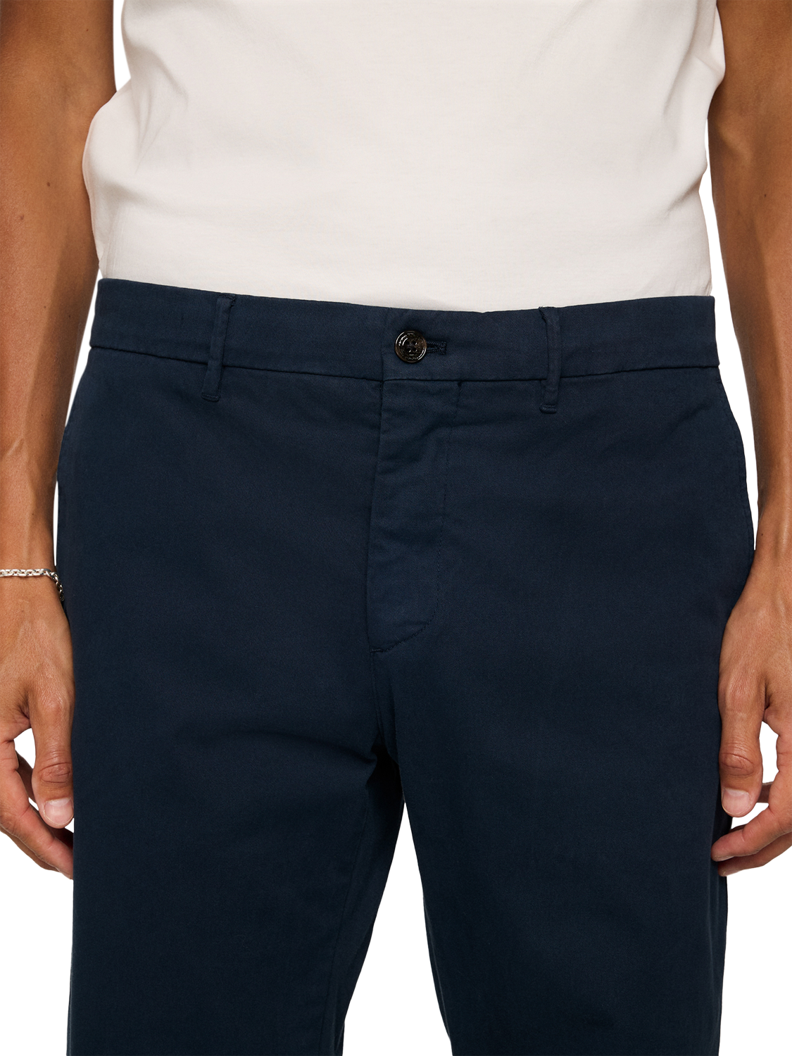 Product image 4 of 5, which shows J.Lindeberg Ched Cotton Stretch Trousers, Navy, 30R