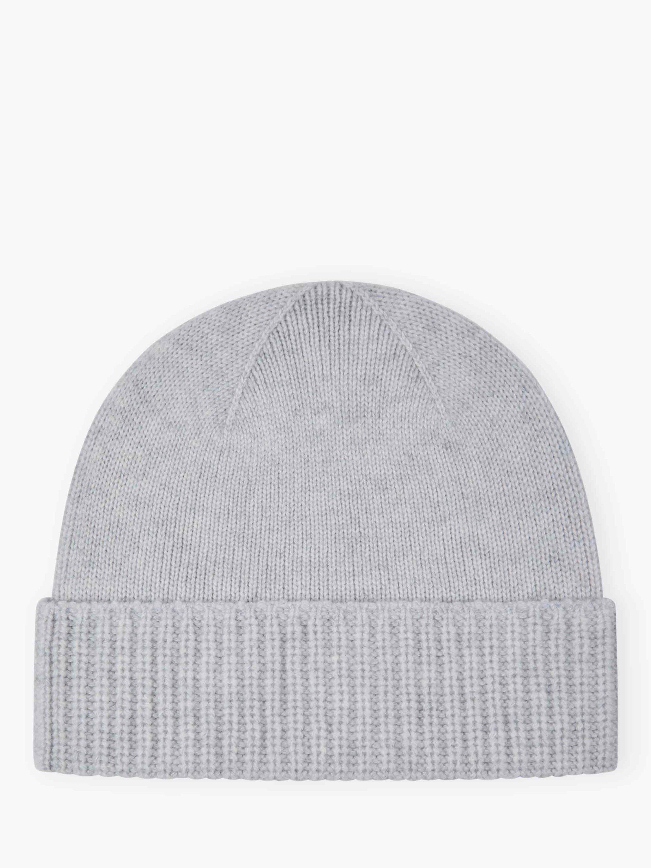 Product image 1 of 2, which shows Brora Pure Cashmere Beanie Hat, Pearl, One Size