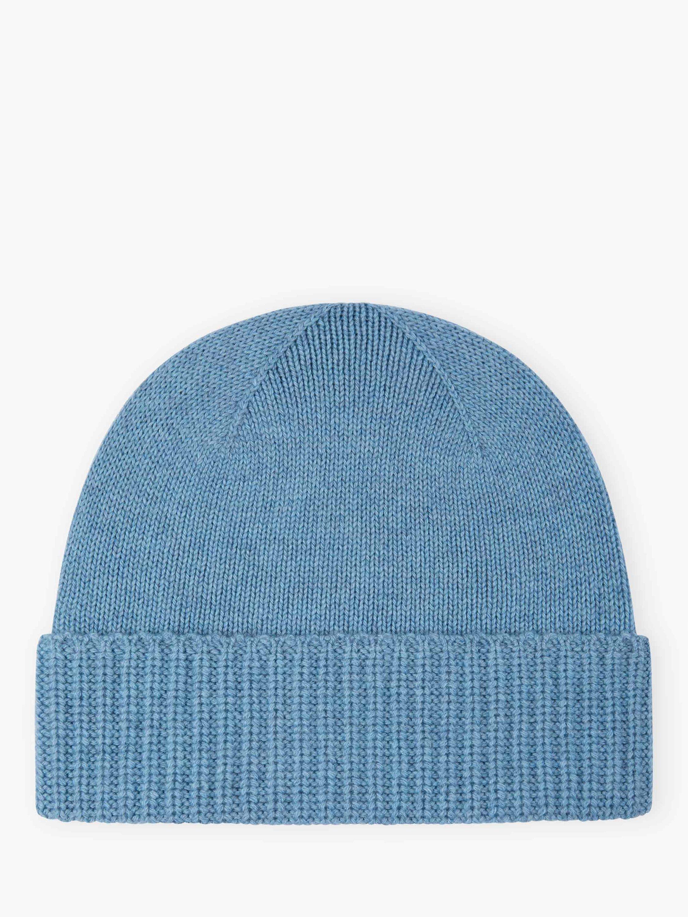 Product image 1 of 2, which shows Brora Pure Cashmere Beanie Hat, Wedgewood, One Size