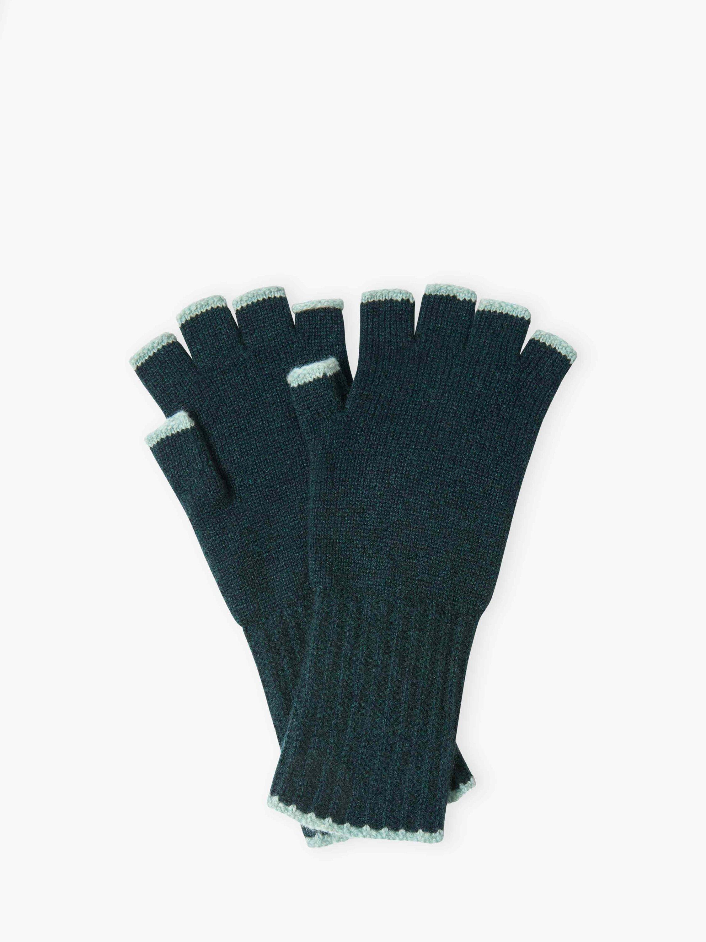 Product image 1 of 2, which shows Brora Pure Cashmere Fingerless Gloves, Ivy Seaspray, One Size