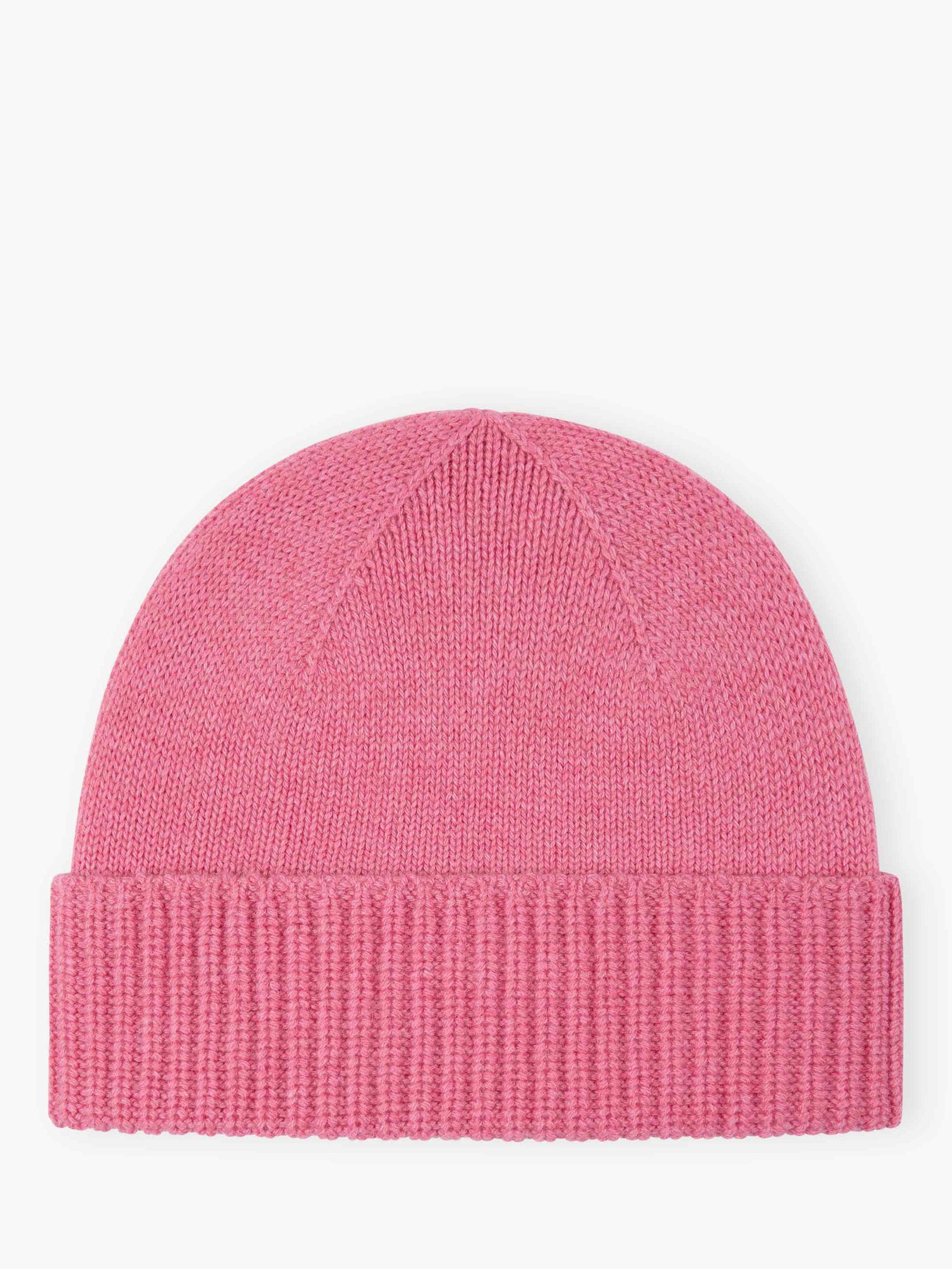 Product image 1 of 2, which shows Brora Pure Cashmere Beanie Hat, Peony, One Size
