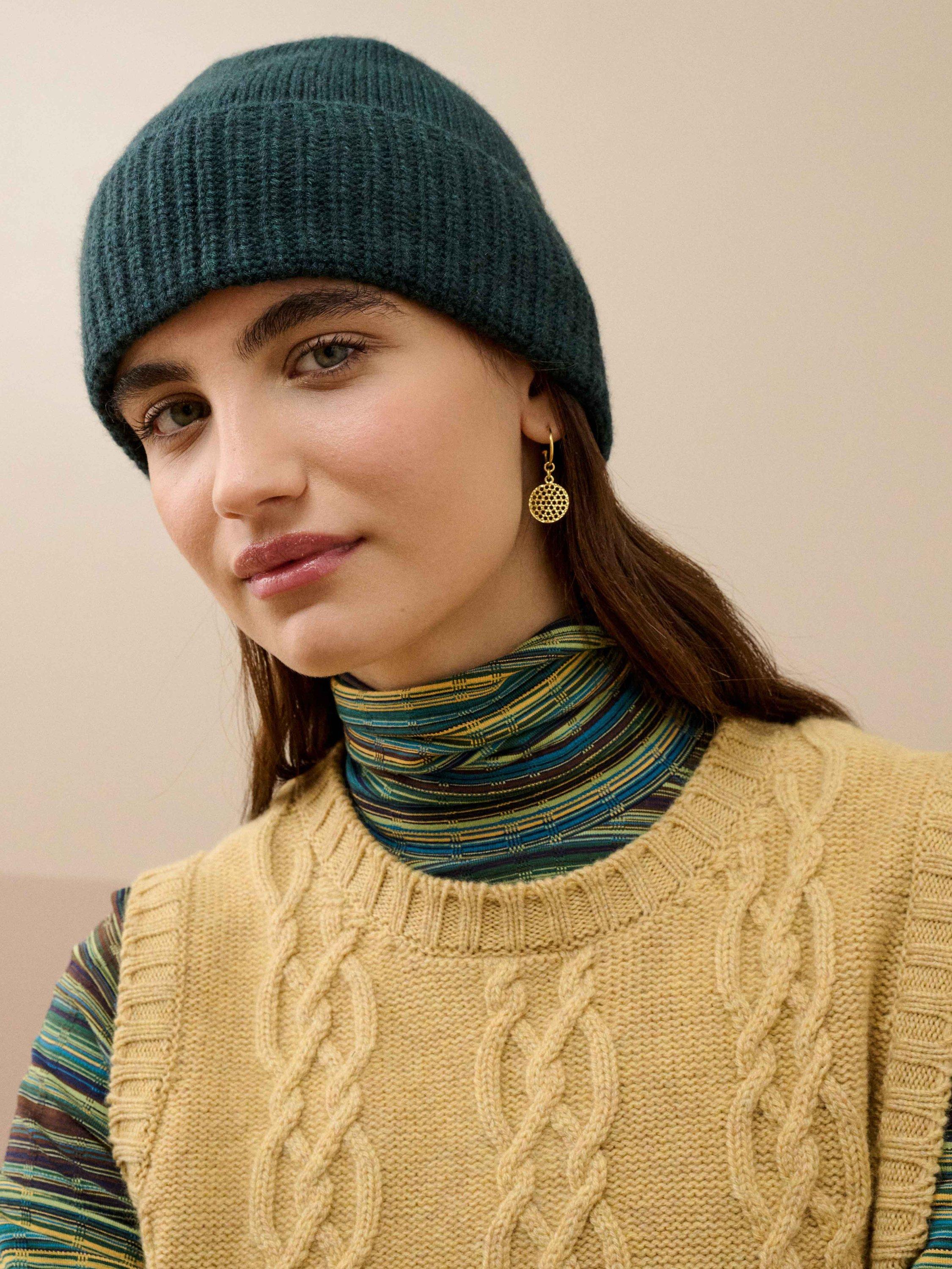 Product image 2 of 2, which shows Brora Pure Cashmere Beanie Hat, Ivy, One Size