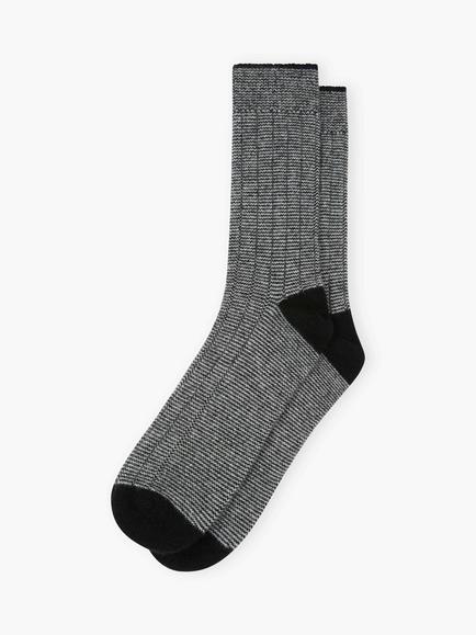 Brora Stripe Cashmere Rich Socks, Black/Pearl