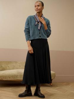 Brora Alpaca-Merino Wool Blend V-Neck Cardigan, Airforce