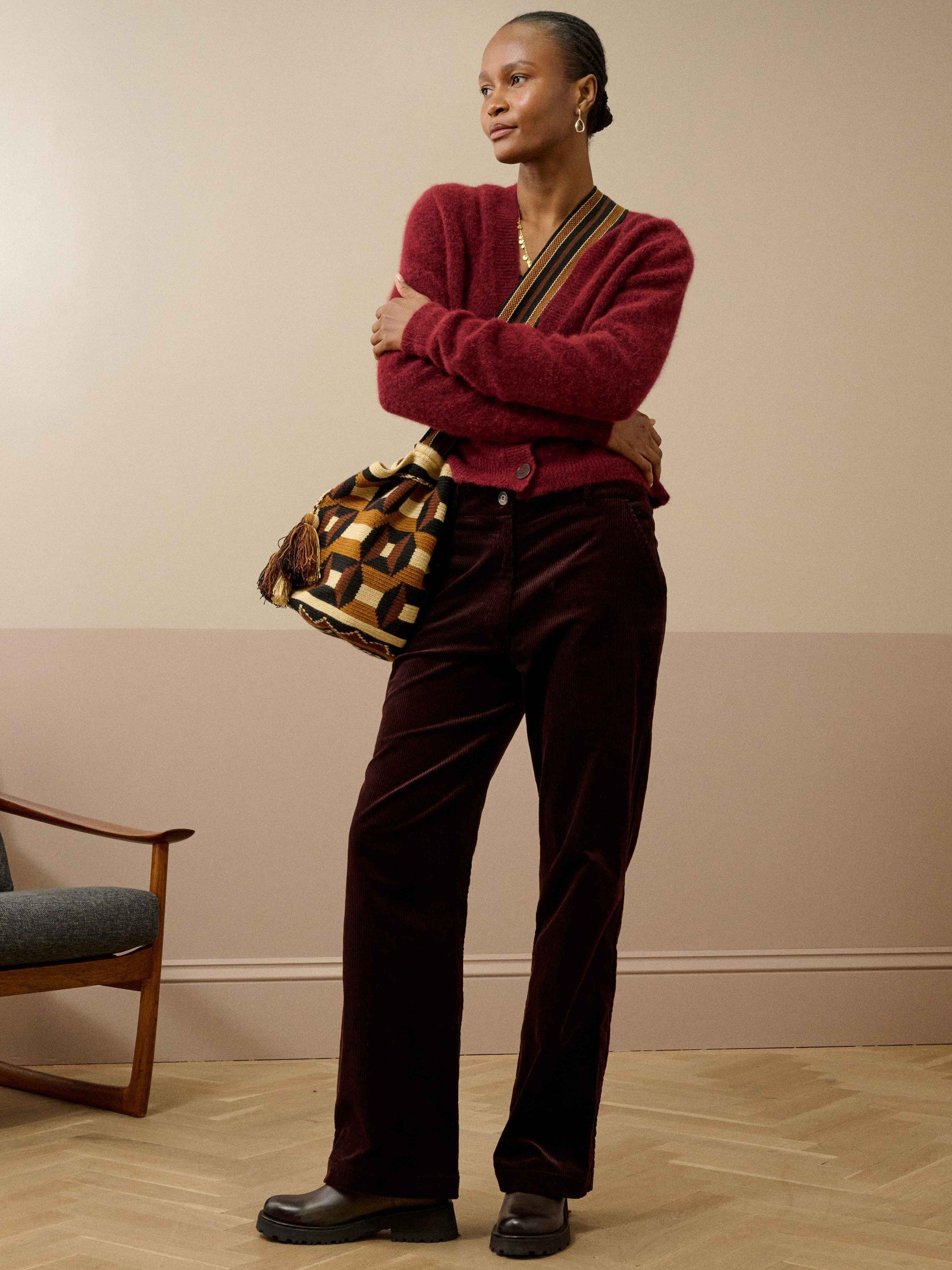 Product image 1 of 5, which shows Brora Alpaca-Merino Wool Blend V-Neck Cardigan, Hawthorn, 8-10