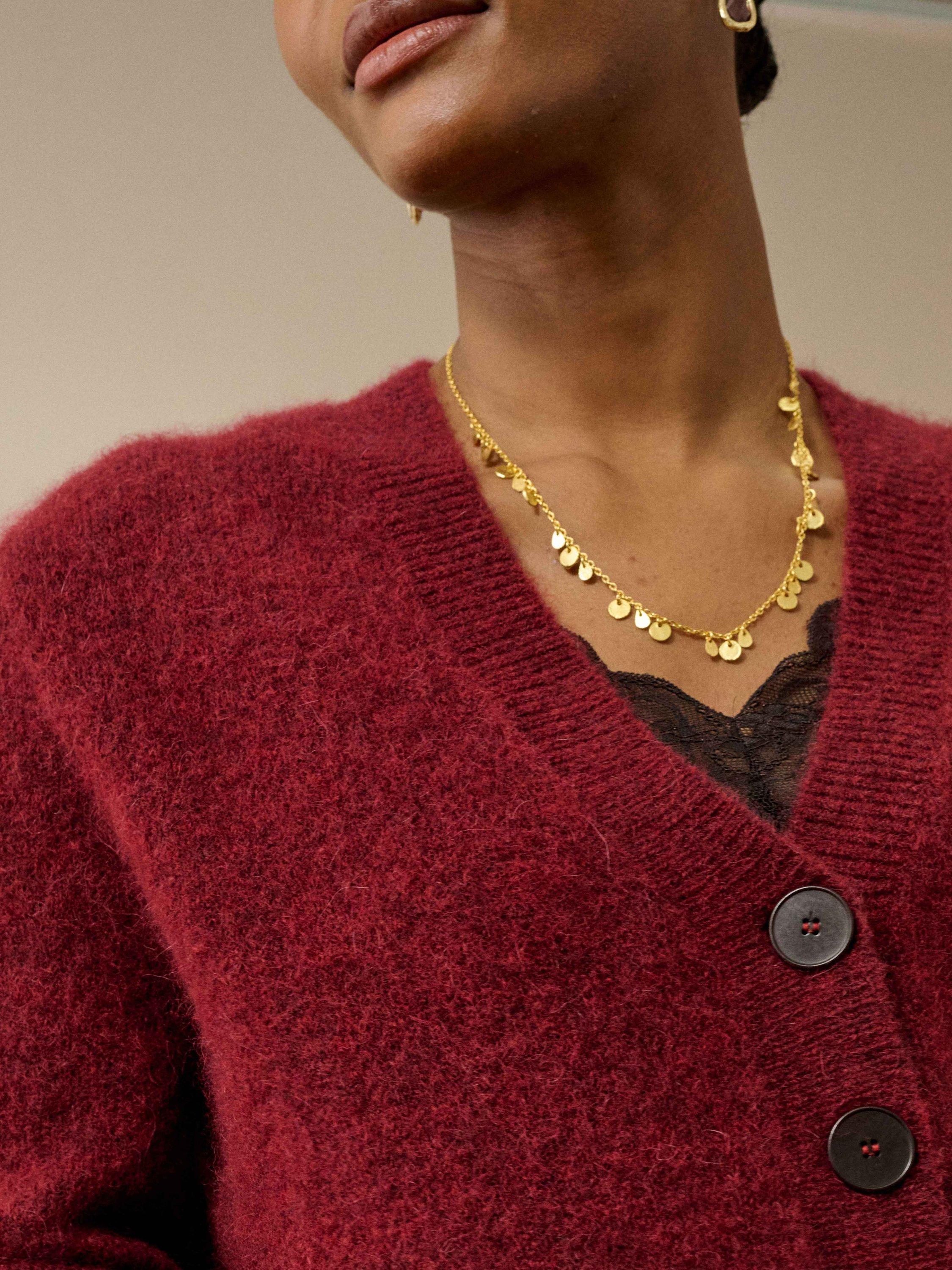 Product image 4 of 5, which shows Brora Alpaca-Merino Wool Blend V-Neck Cardigan, Hawthorn, 8-10