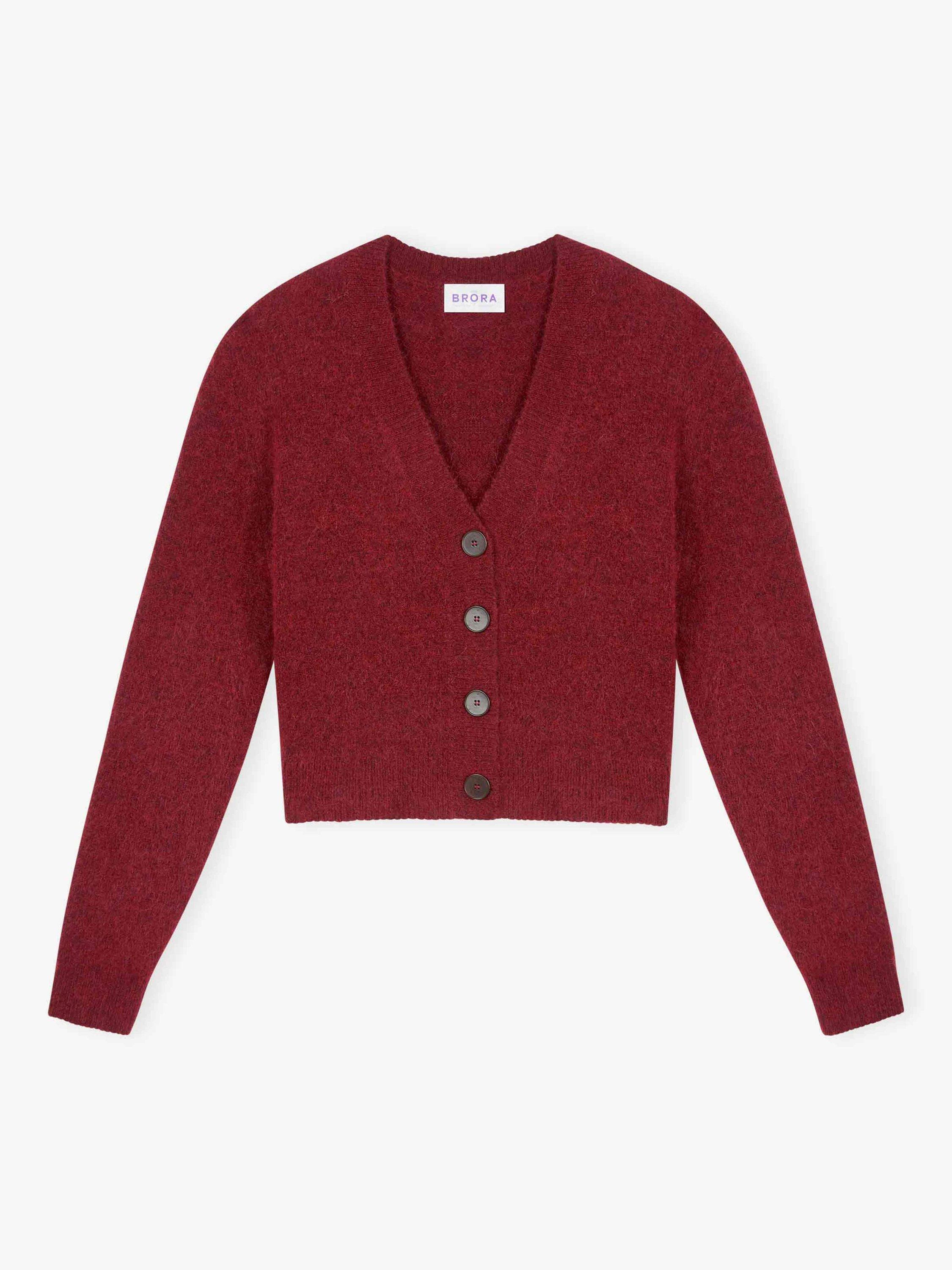 Product image 5 of 5, which shows Brora Alpaca-Merino Wool Blend V-Neck Cardigan, Hawthorn, 8-10