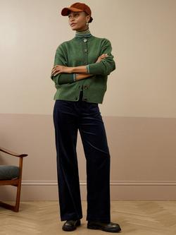 Brora Round Neck Long Sleeve Lamswool Cardigan, Tarragon