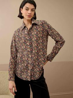Brora Silk Floral Liberty Print Shirt, Berry/Multi