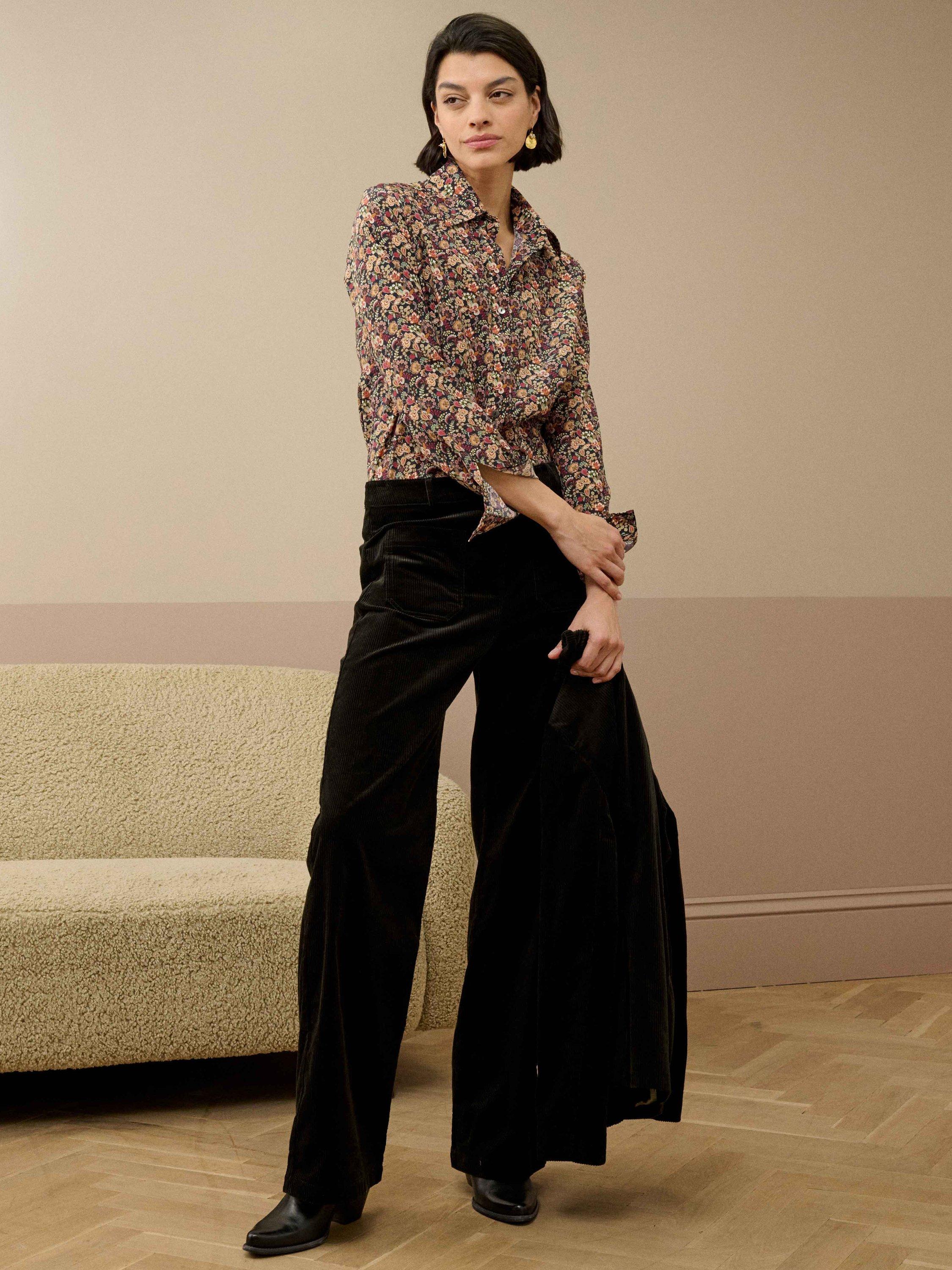 Product image 2 of 5, which shows Brora Silk Floral Liberty Print Shirt, Berry/Multi, 6