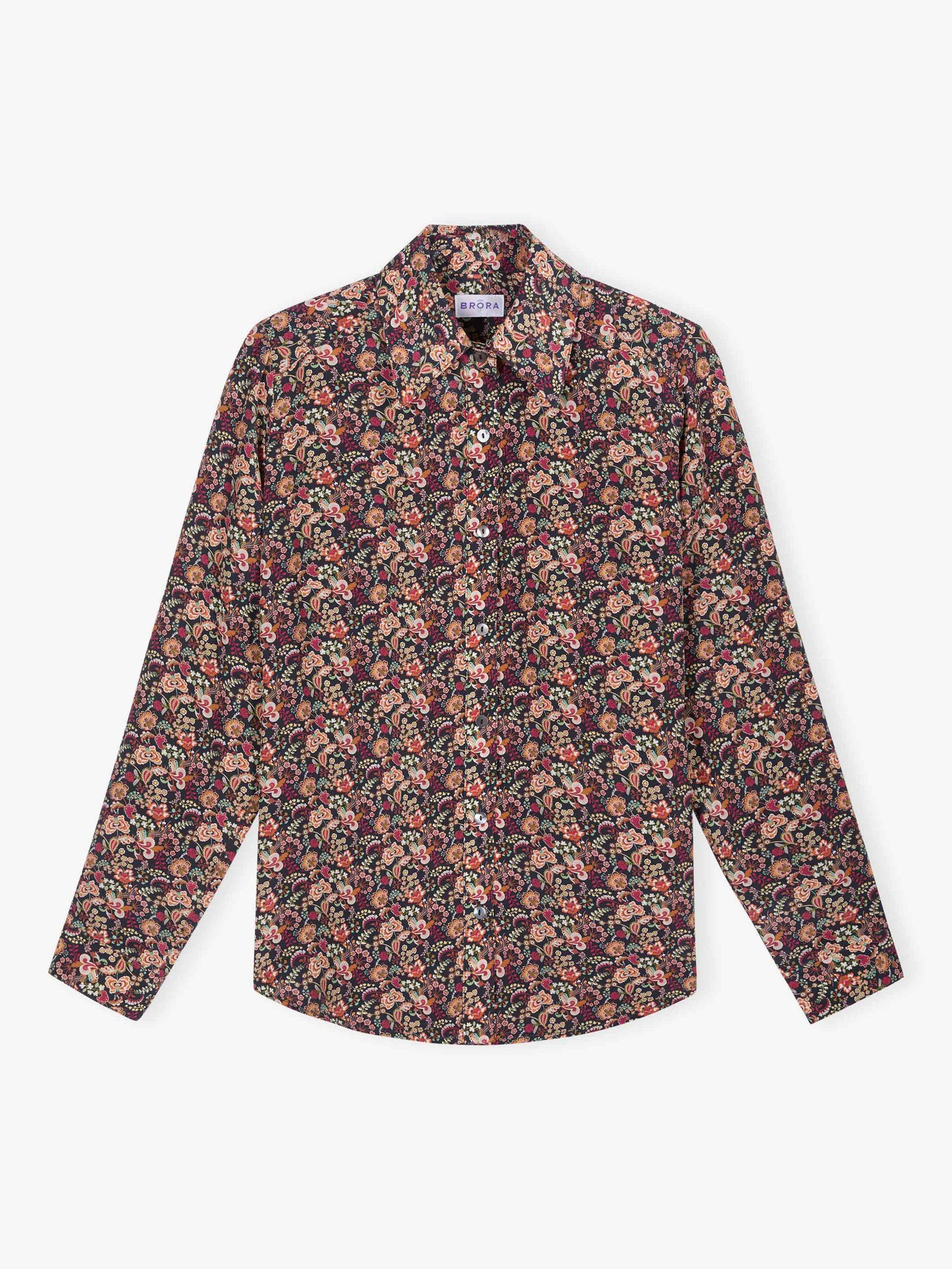 Product image 5 of 5, which shows Brora Silk Floral Liberty Print Shirt, Berry/Multi, 6