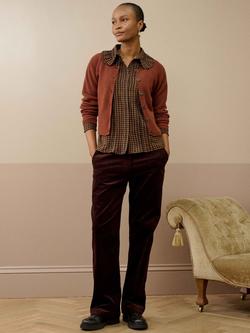 Brora Brushed Cotton Gingham Blouse - view 2, Charcoal/Mocha