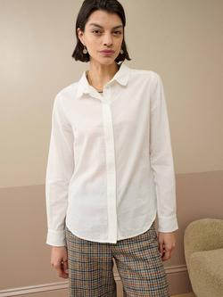 Brora Cotton Peter Pan Collar Shirt, White, White