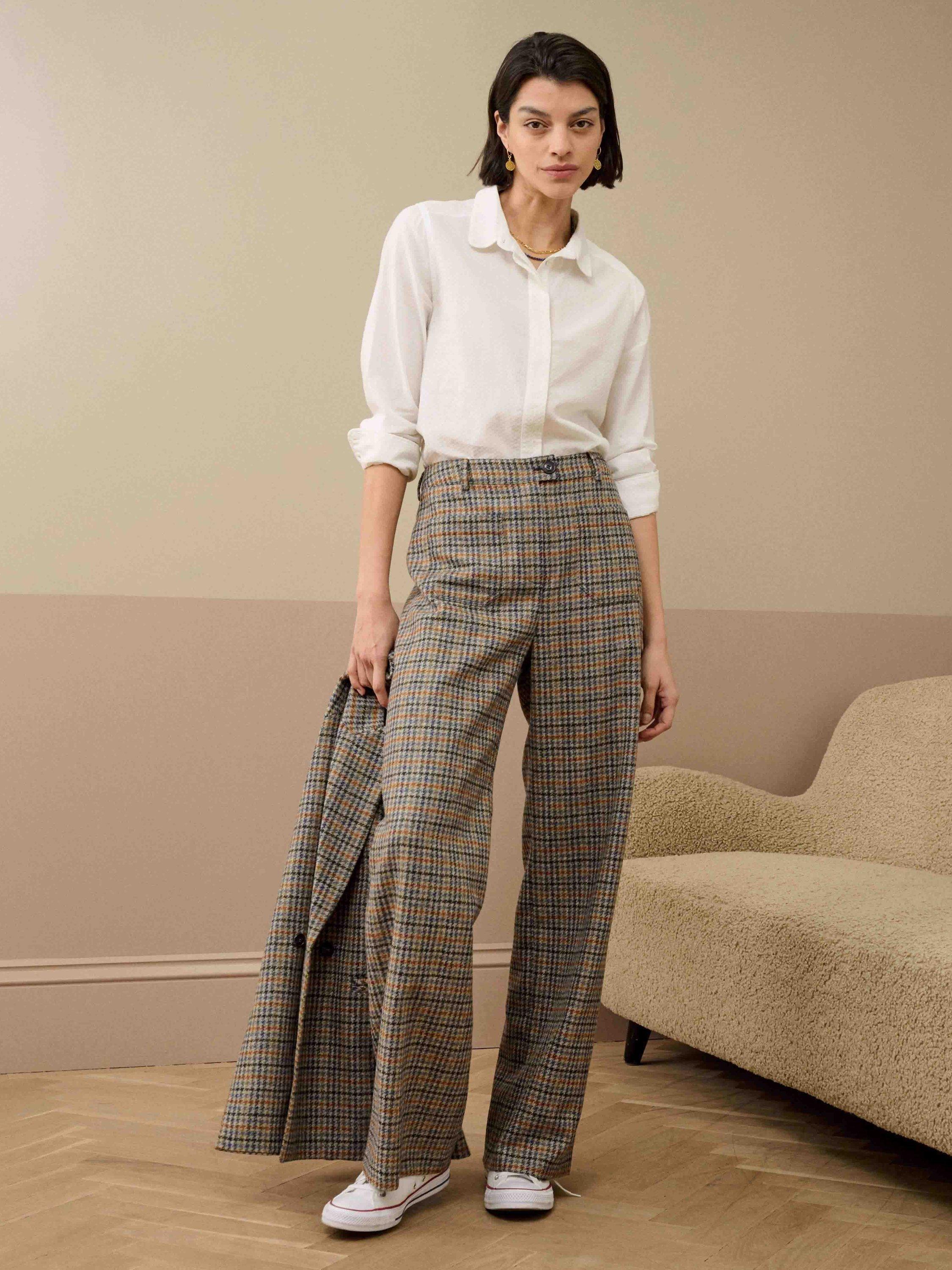 Product image 2 of 5, which shows Brora Cotton Peter Pan Collar Shirt, White, 6