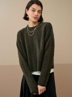 Brora Alpaca-Merino Wool Blend Round Neck Jumper, Seaweed