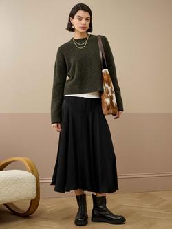 Brora Alpaca-Merino Wool Blend Round Neck Jumper - view 2, Seaweed