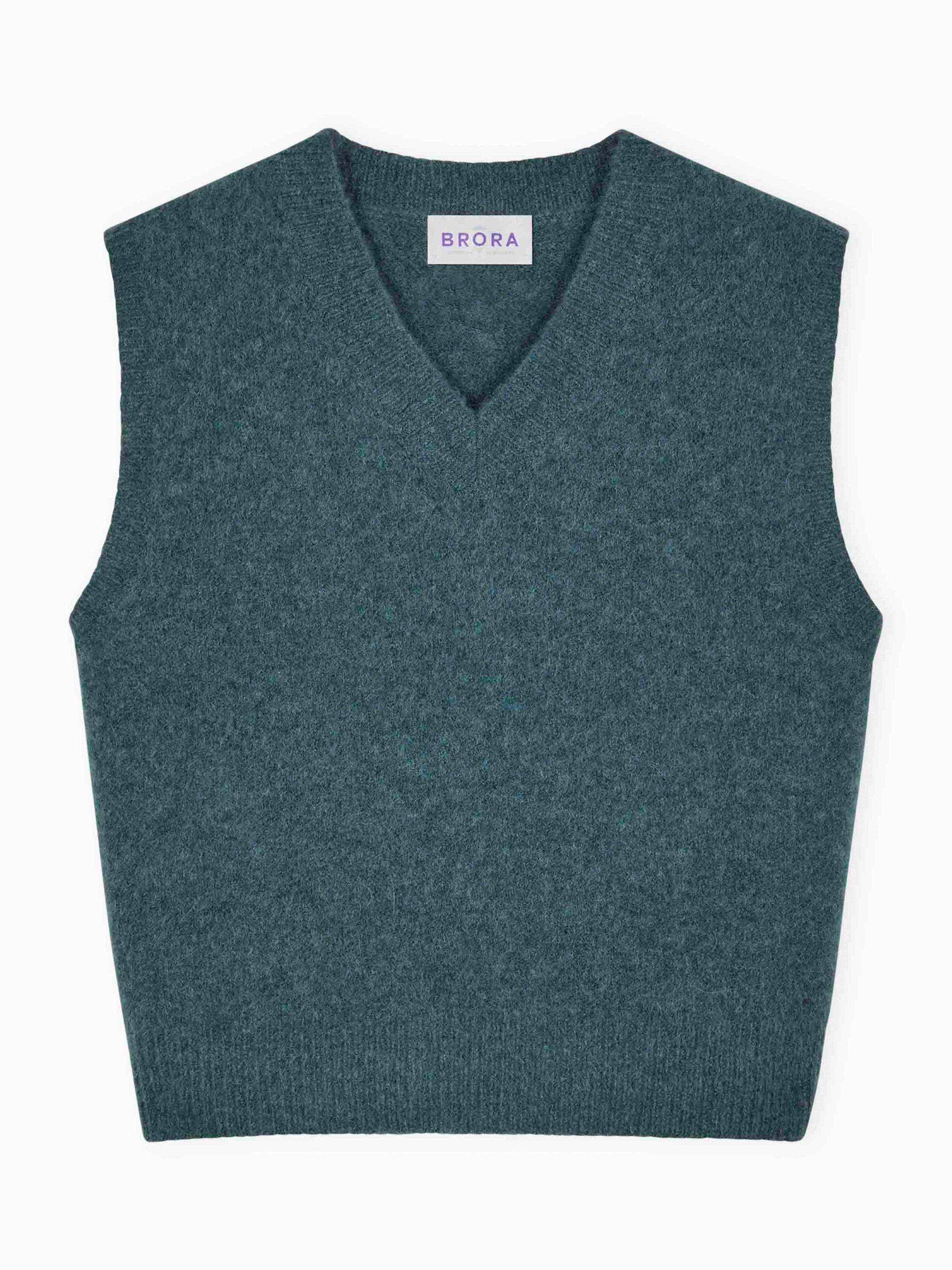 Product image 5 of 5, which shows Brora Alpaca-Merino Wool Blend V-Neck Tank, Airforce, 8-10