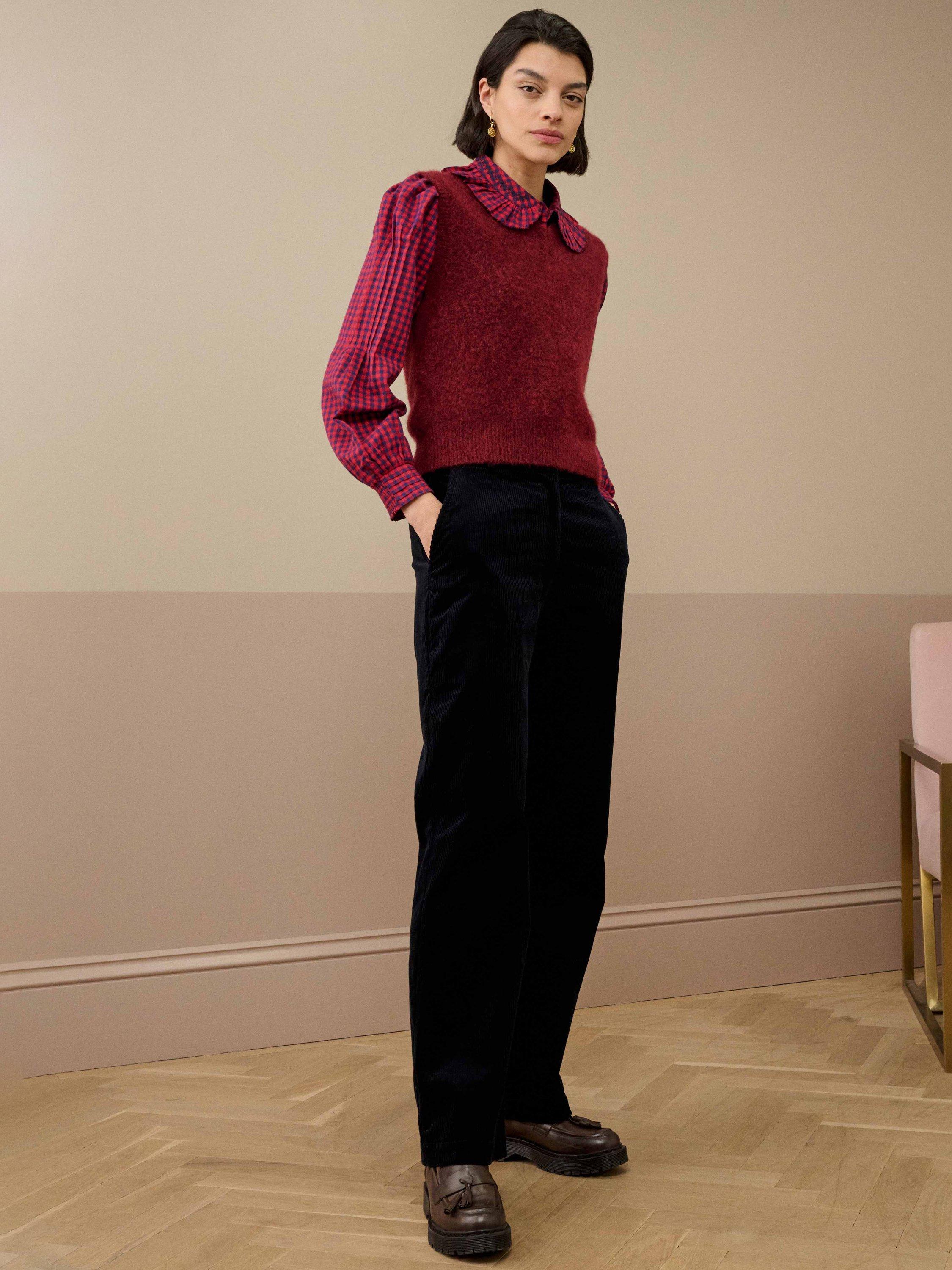 Product image 1 of 5, which shows Brora Alpaca-Merino Wool Blend V-Neck Tank, Hawthorn, 8-10