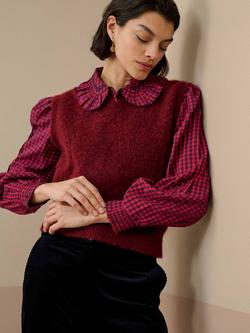 Brora Alpaca-Merino Wool Blend V-Neck Tank - view 2, Hawthorn