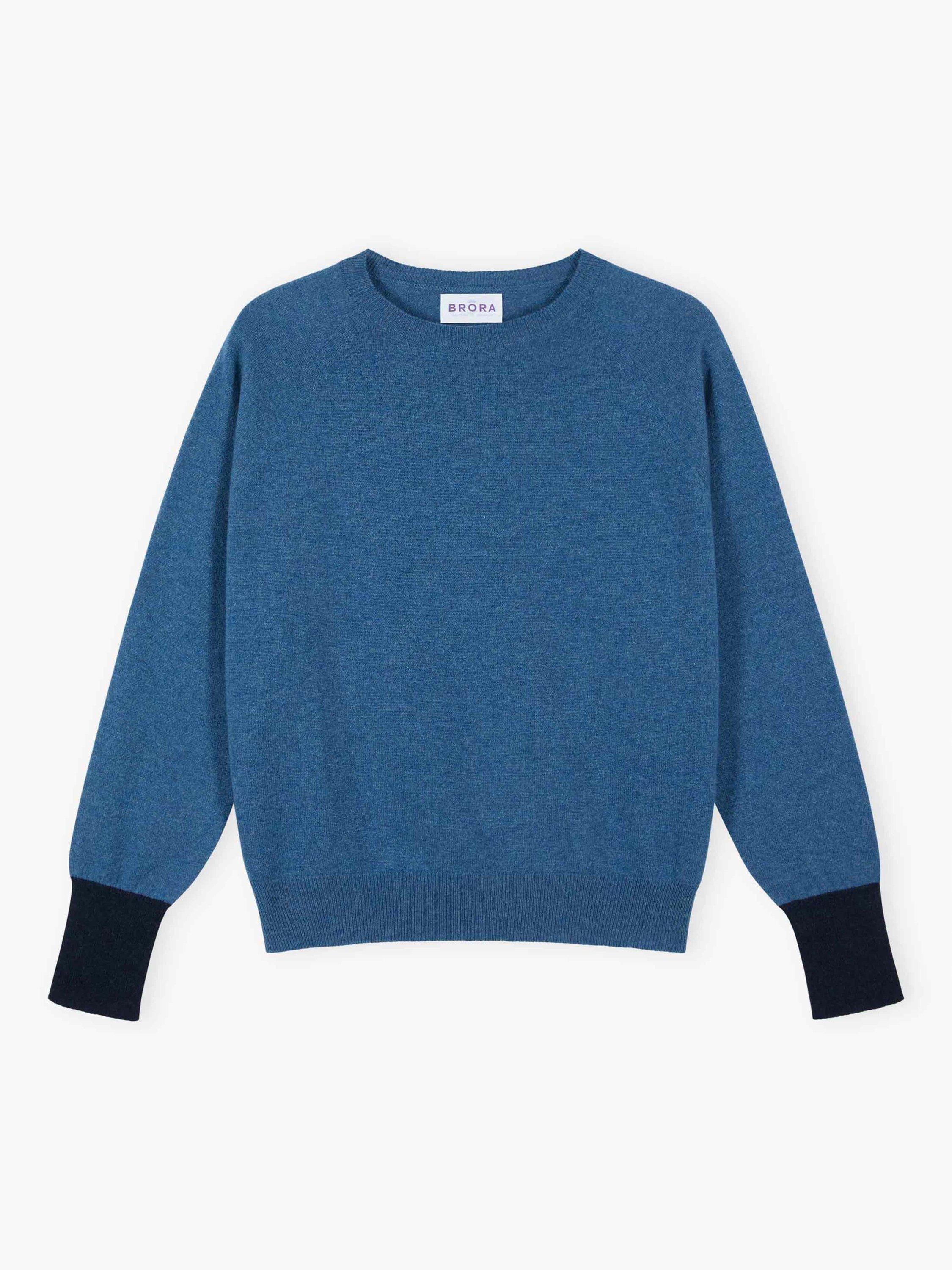 Product image 4 of 4, which shows Brora Cashmere Batwing Jumper, Dusk/French Navy, 16-18