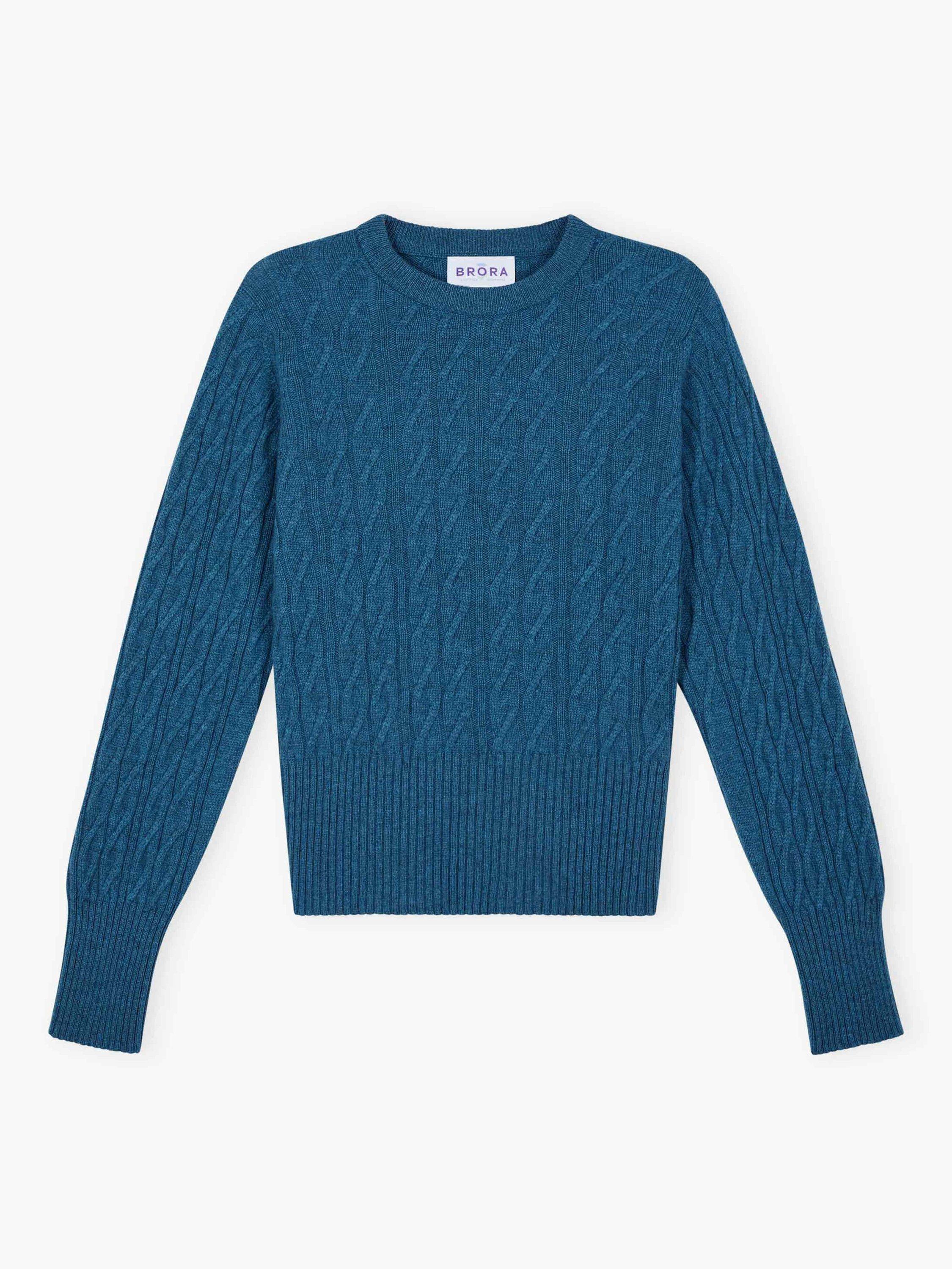 Product image 4 of 4, which shows Brora Cashmere Cable Knit Crew Neck Jumper, Jay, 10