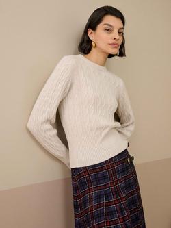 Brora Cashmere Cable Knit Crew Neck Jumper, Swan