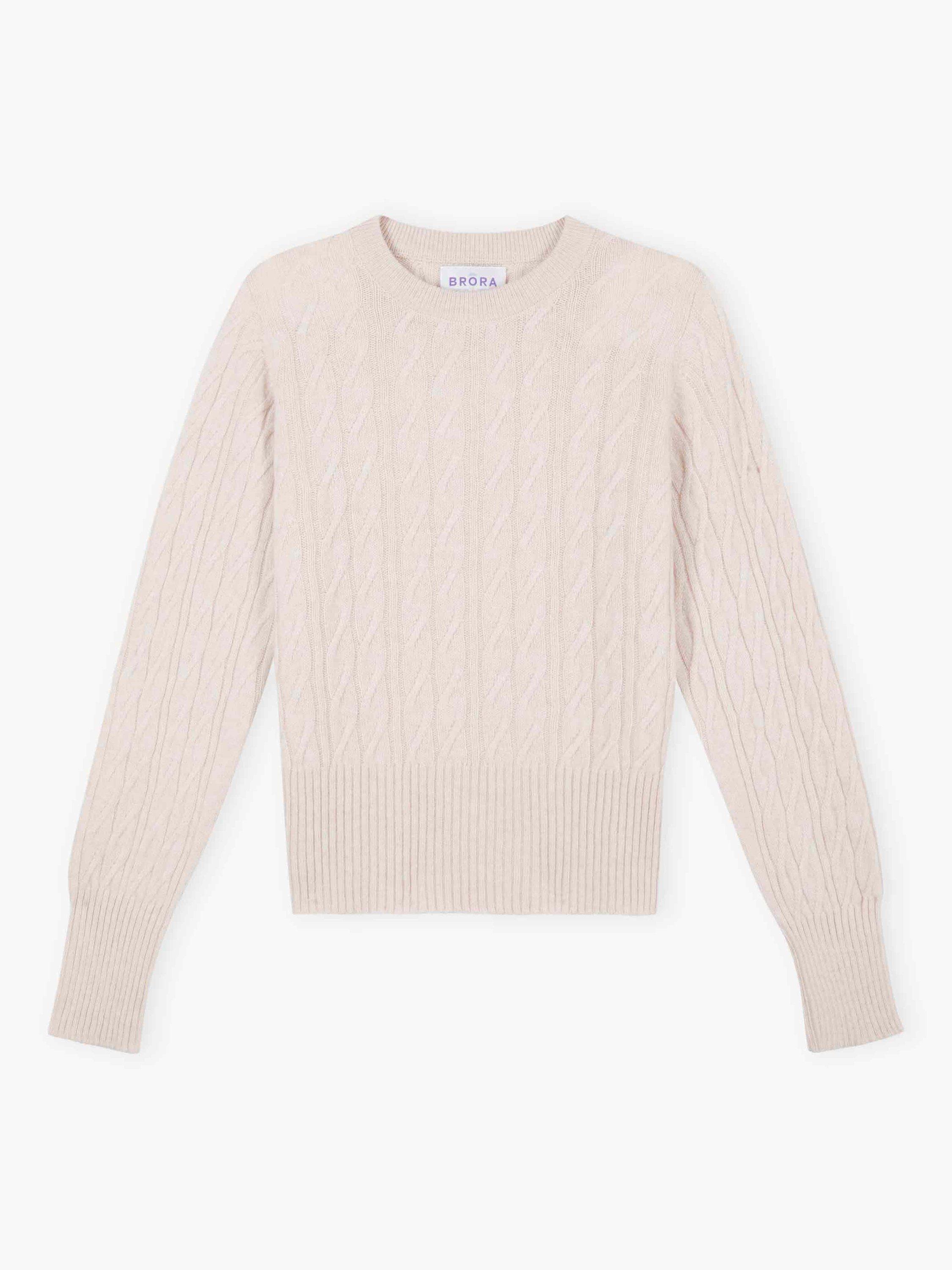 Product image 5 of 5, which shows Brora Cashmere Cable Knit Crew Neck Jumper, Swan, 12