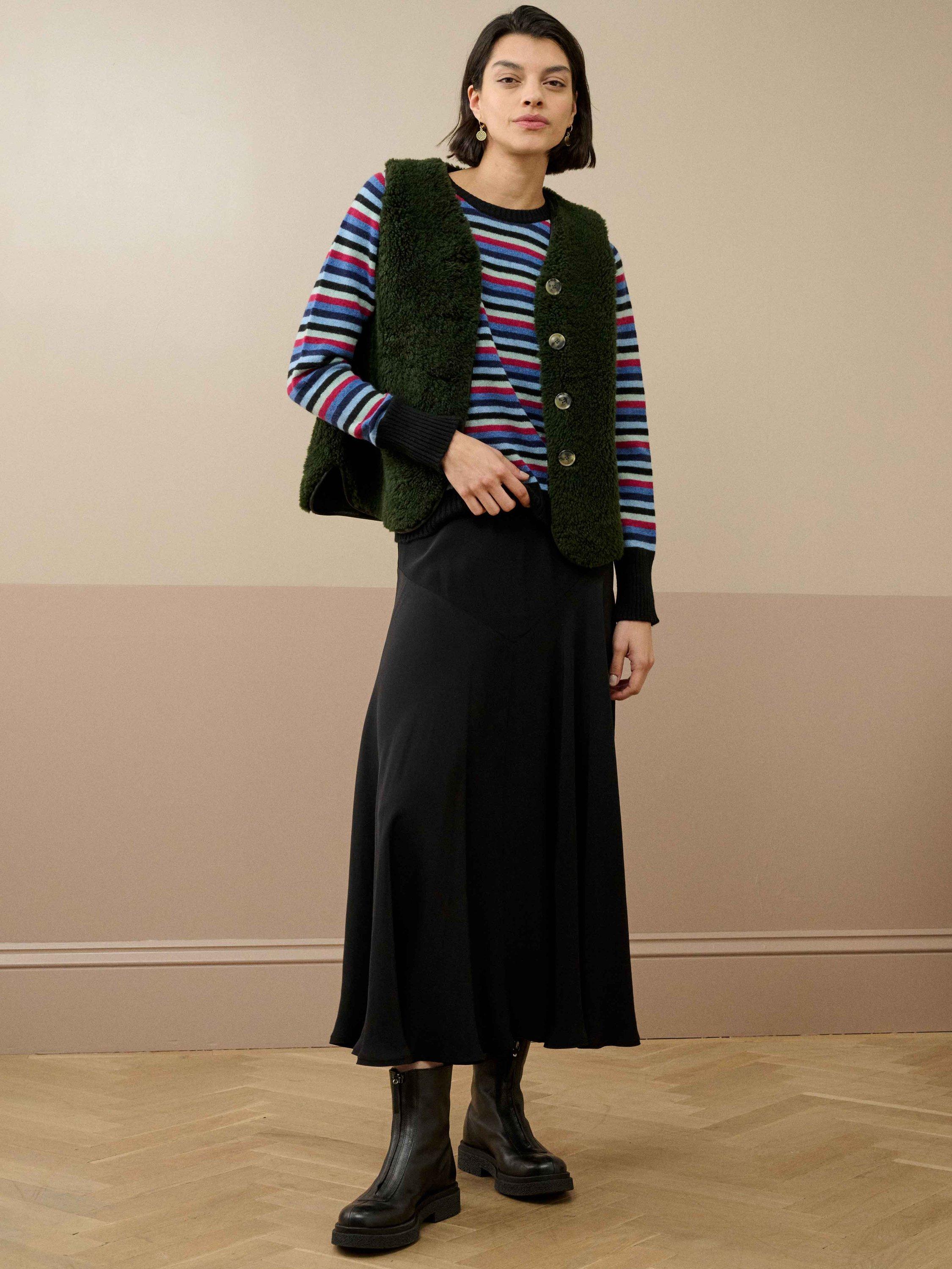 Product image 2 of 4, which shows Brora Stripe Pure Cashmere Jumper, Multi, 16-18