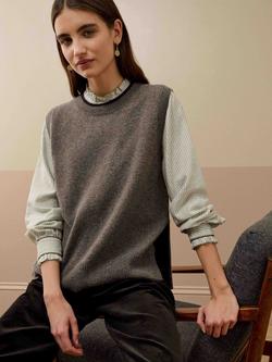 Brora Lamswool Round Neck Sleeveless Tank Top - view 2, Otter