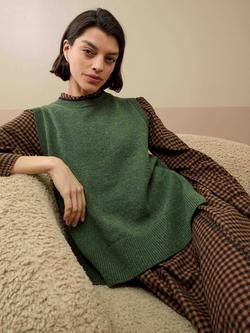 Brora Lamswool Round Neck Sleeveless Tank Top - view 2, Tarragon