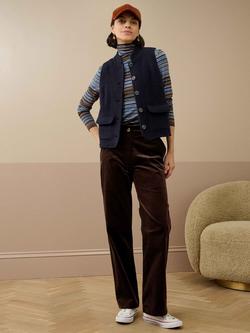 Brora Cotton Corduroy Straight Cut Trousers, Chocolate