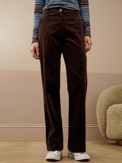 Brora Cotton Corduroy Straight Cut Trousers - view 2, Chocolate