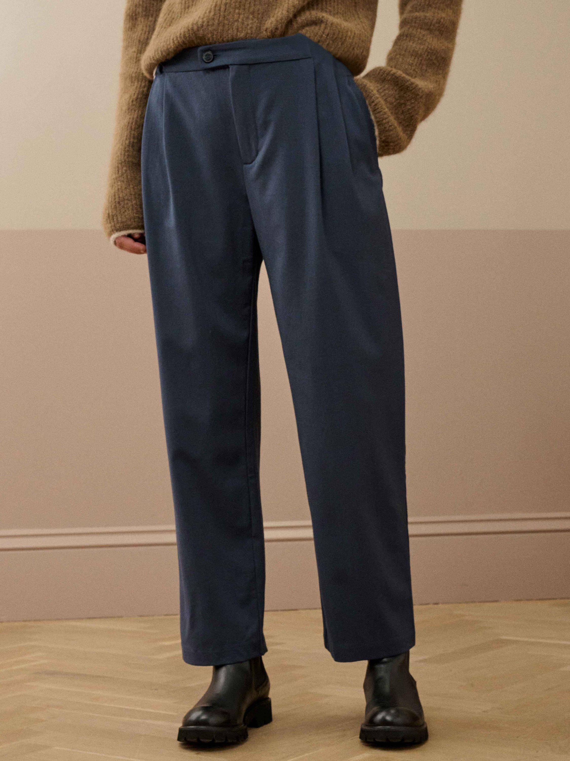 Product image 2 of 5, which shows Brora Wool Blend Tailored Tapered Trousers, Midnight, 8