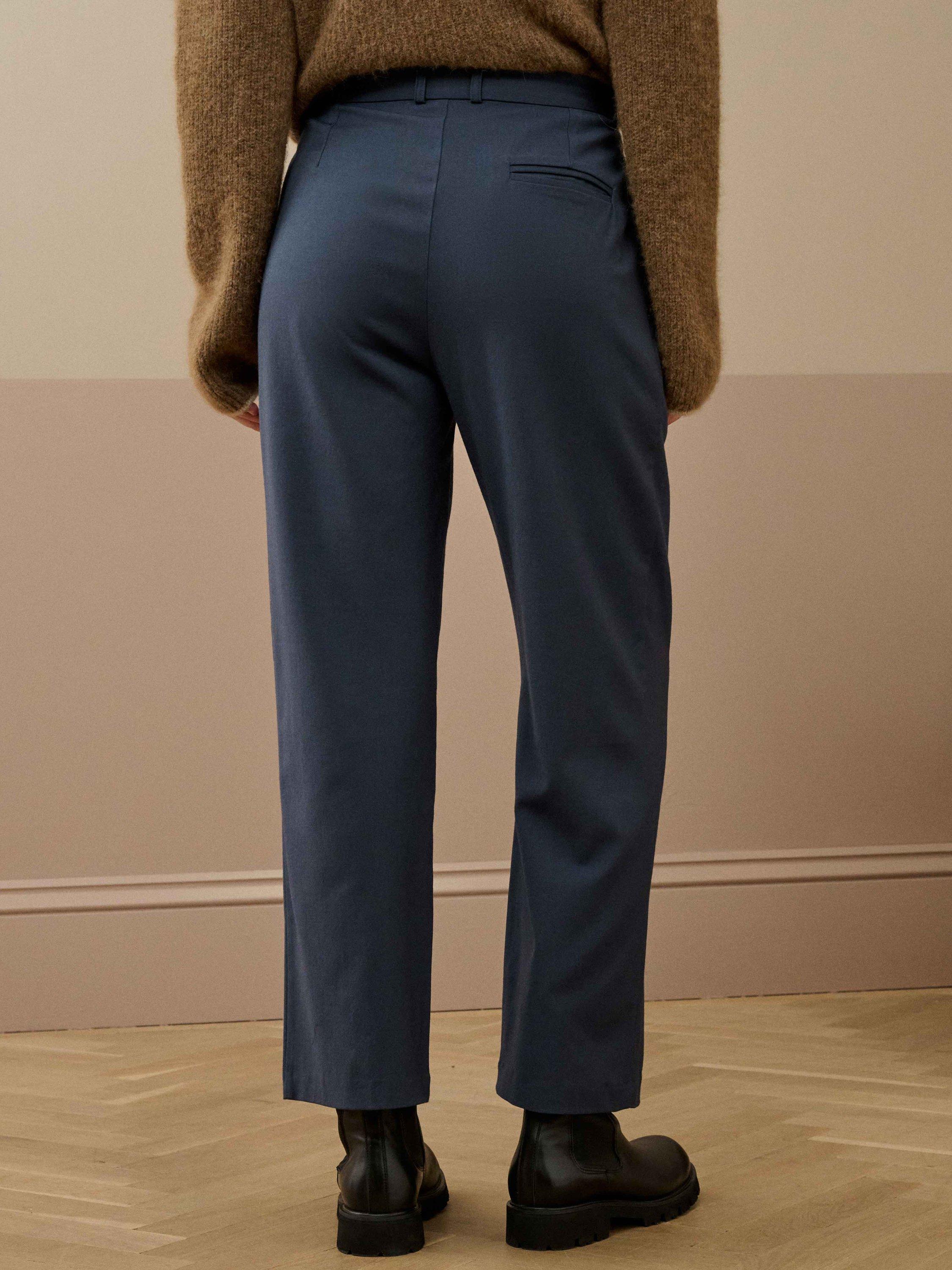 Product image 4 of 5, which shows Brora Wool Blend Tailored Tapered Trousers, Midnight, 8