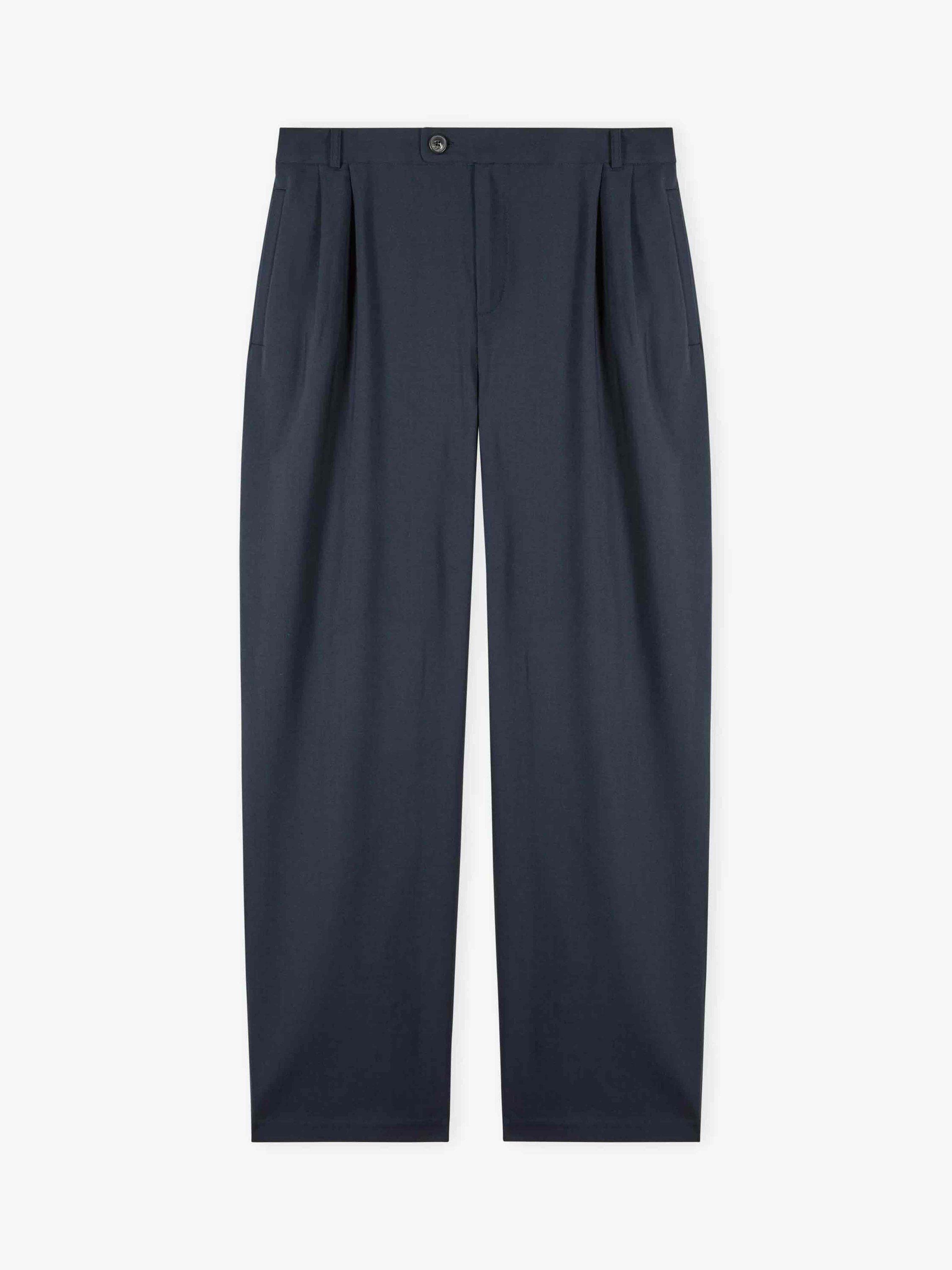 Product image 5 of 5, which shows Brora Wool Blend Tailored Tapered Trousers, Midnight, 8