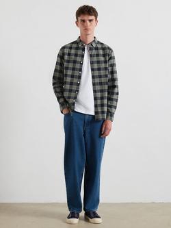 Farah Oxford Organic Cotton Check Long Sleeve Collar Shirt - view 2, Tarragon Green