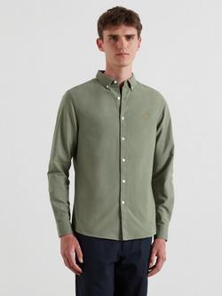 Farah Oxford Organic Cotton Long Sleeve Collar Shirt, Tarragon Green