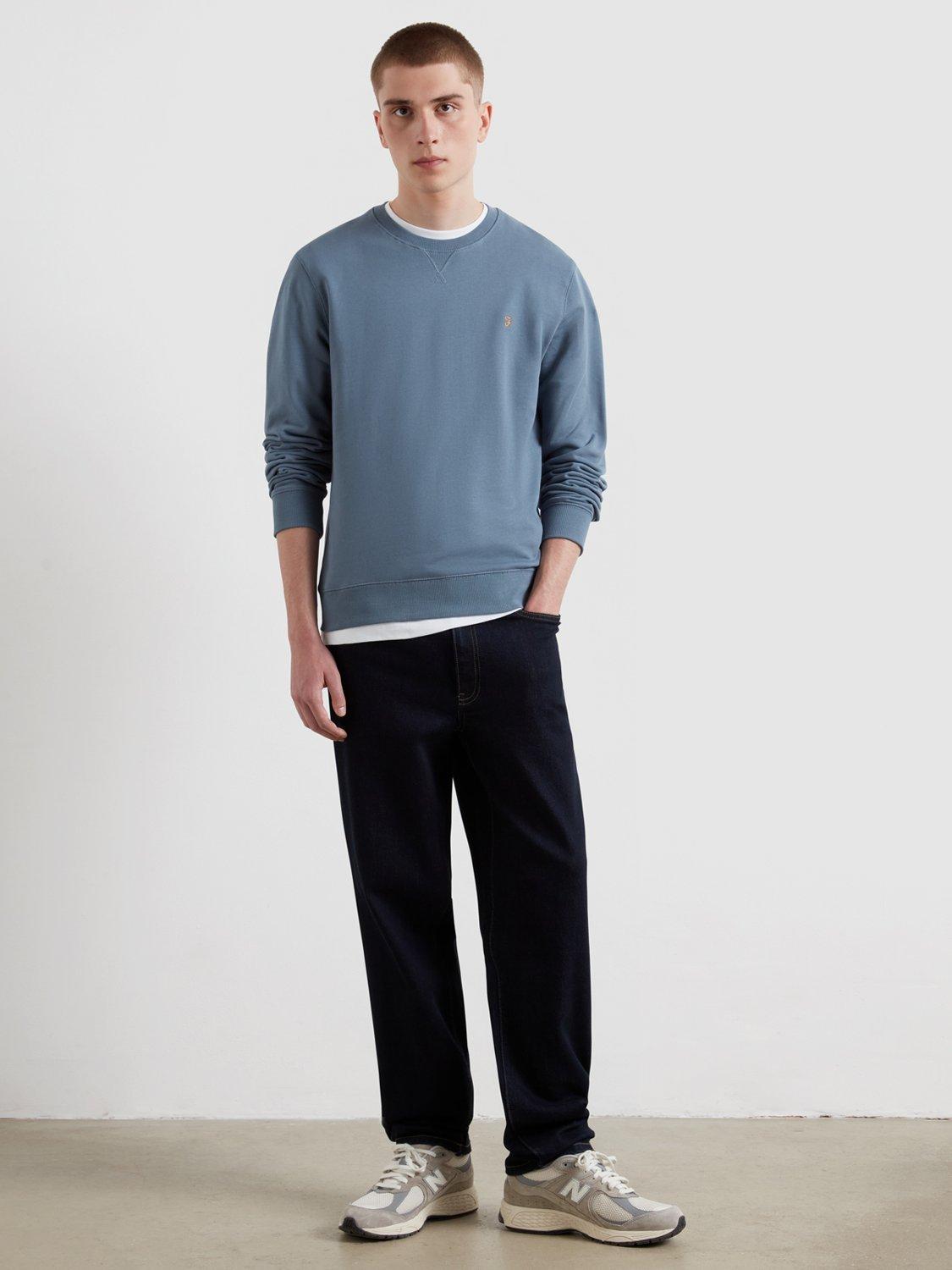 Product image 2 of 4, which shows Farah Crew Neck Cotton Sweatshirt, Chalk Blue, S