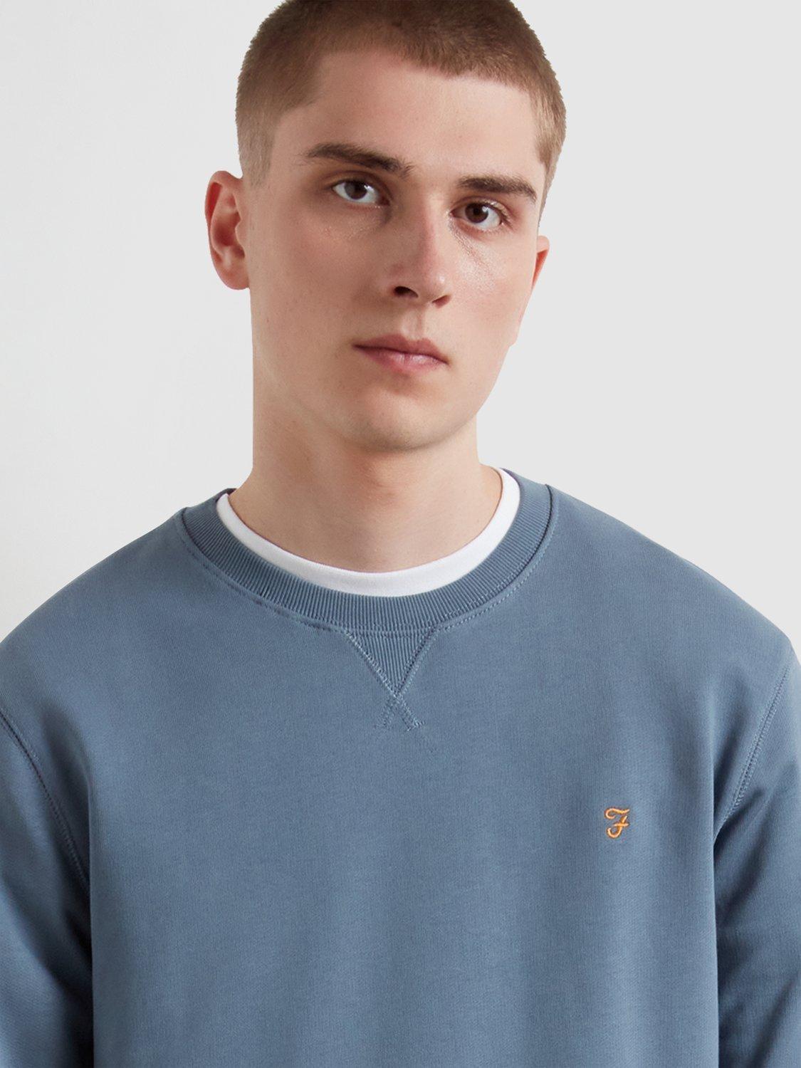 Product image 4 of 4, which shows Farah Crew Neck Cotton Sweatshirt, Chalk Blue, S